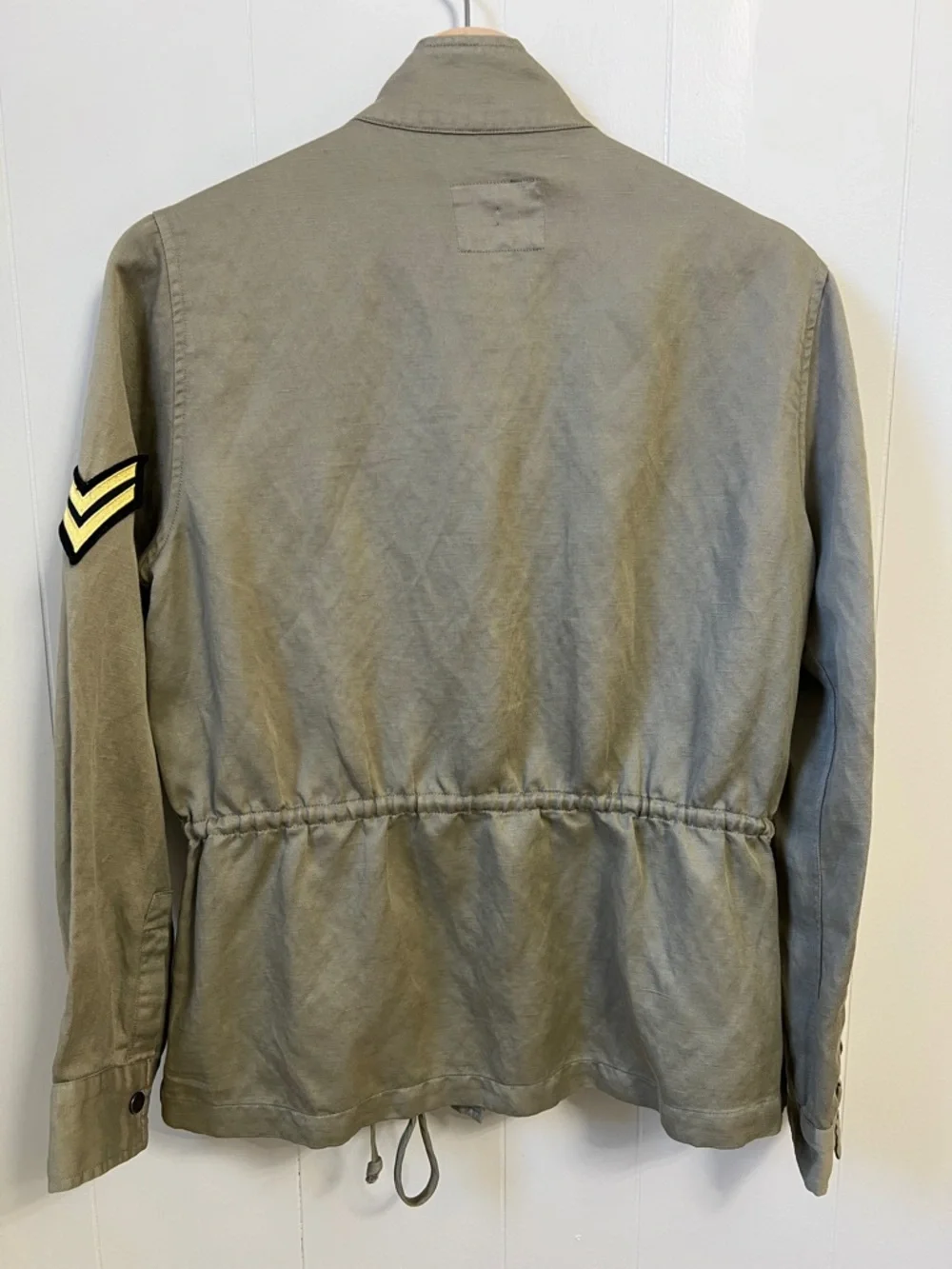 Rails Trey Light Sage Arrow Patch Military Zipper Jacket Tencel Linen Blend XS